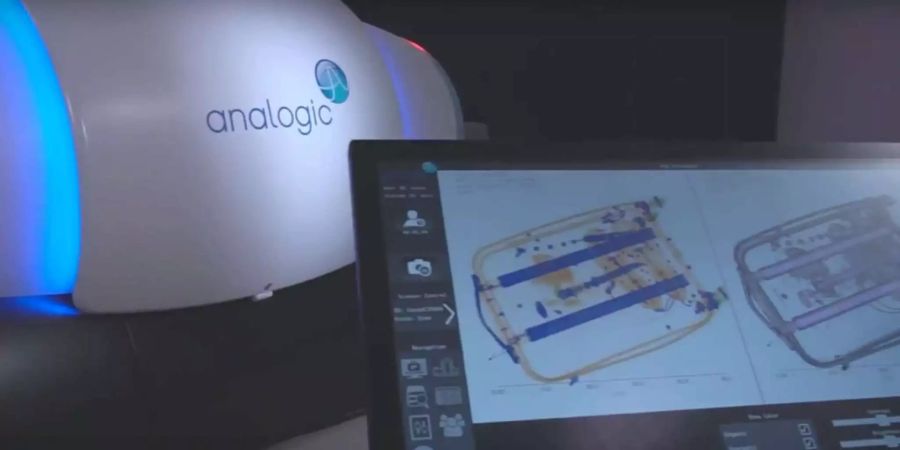 3D-Bilder des Handgepäcks dank CT-Scan: Die neue Technologie soll das Chaos bei den Flughafen-Sicherheitschecks beseitigen, Bild: Analogic Corp.