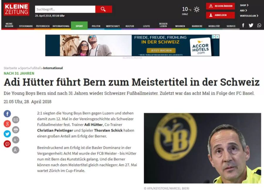 Für die Kleine Zeitung aus Wien zählt nur eins: Der Trainer ist Österreicher.