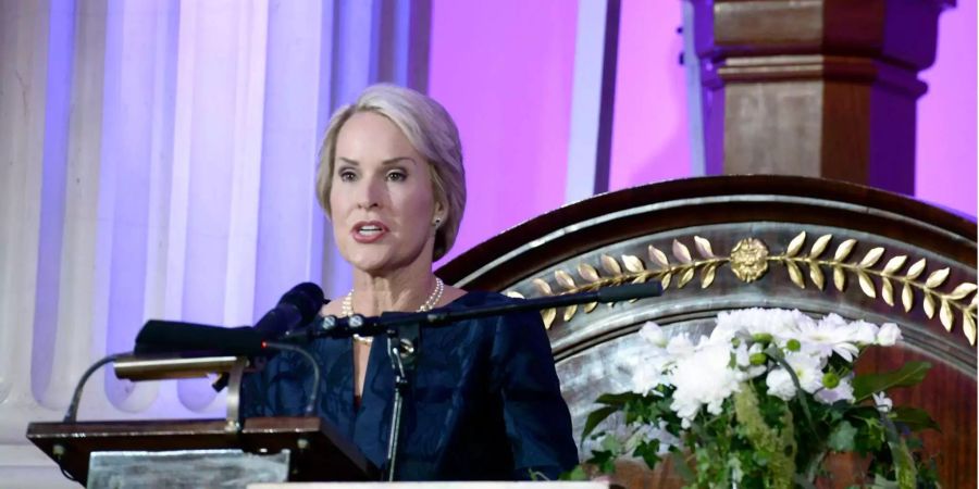 Frances Arnold, US-Biochemikerin spricht nachdem sie den Millennium Technology Prize 2016 gewonnen hat.