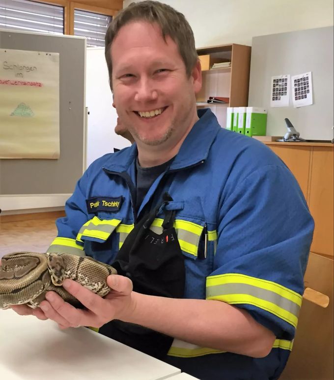 Kommandant Patrick Tschirky an einem Weiterbildungskurs für Tierrettungen. Patrick Tschirky Feuerwehr Maiengrün