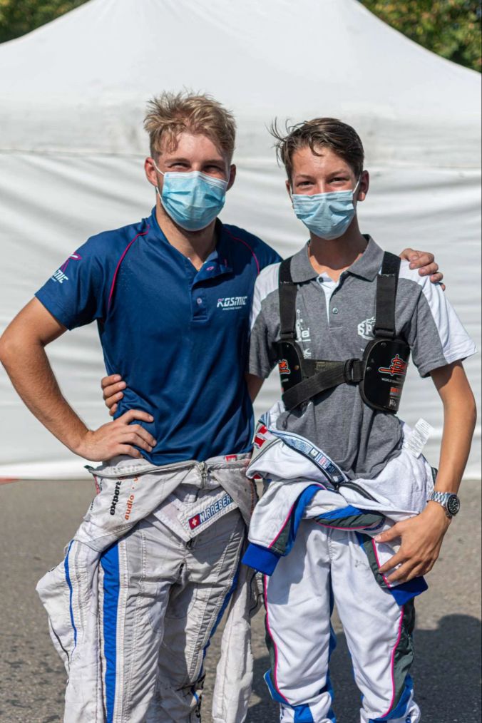 Nicolas und Nicolas bei der Schweizer Kart-Meisterschaft.