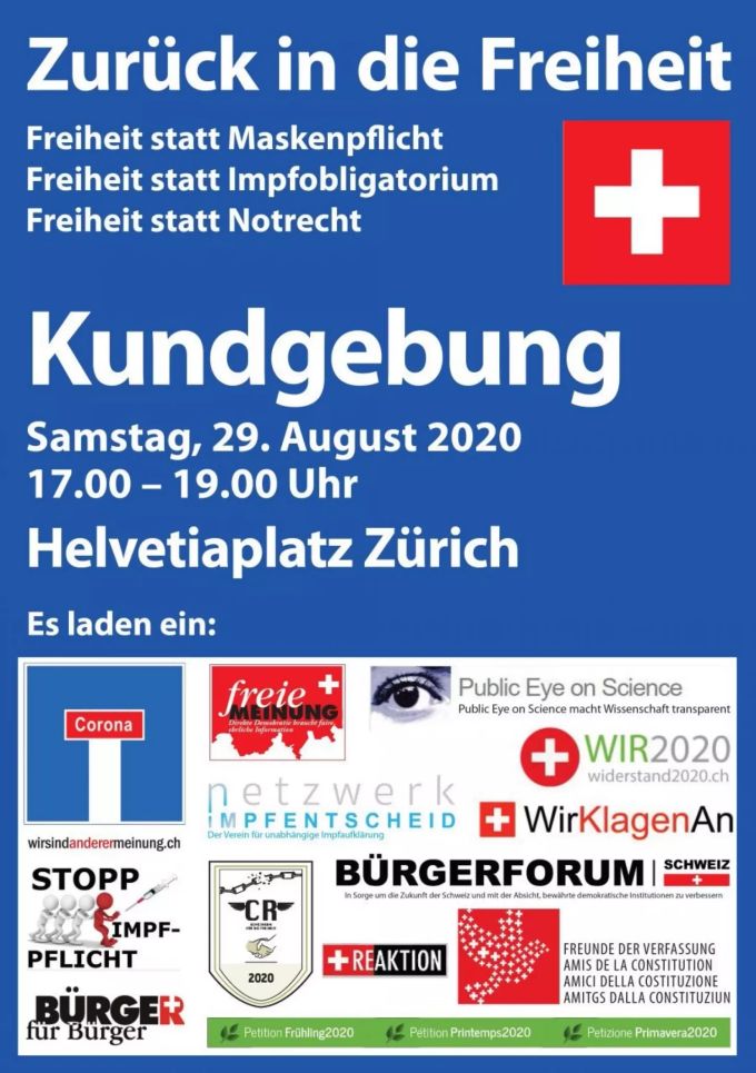 Der Flyer für die am Samstag geplante Demontration. Corona Demo Flyer