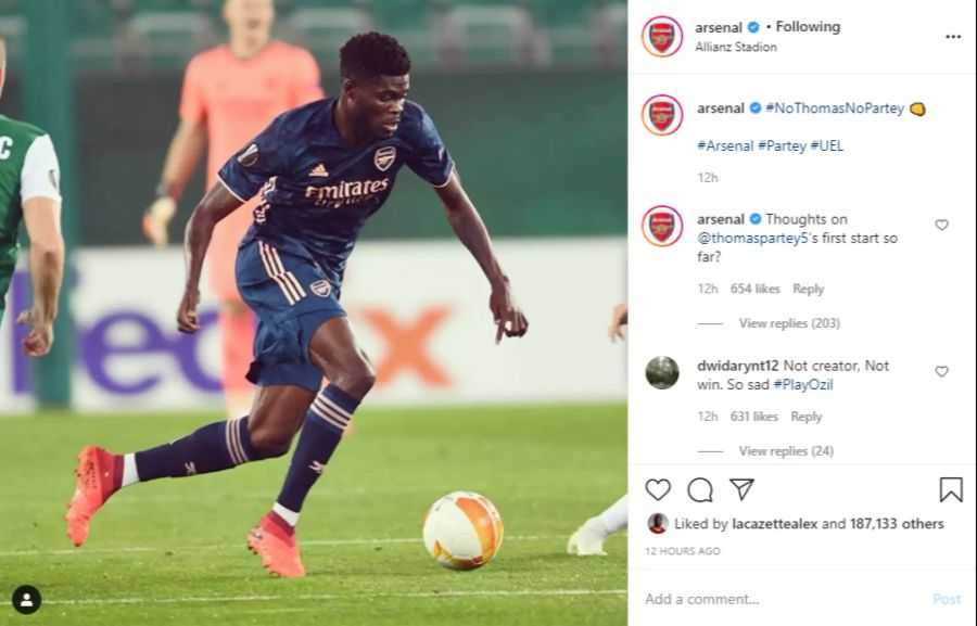 Thomas Partey bei seinem ersten Einsatz für Arsenal.