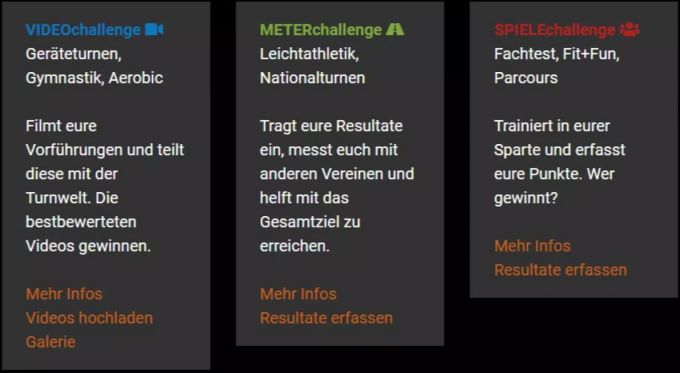 Zur Auswahl stehen drei verschiedene Challenges. TURNovation