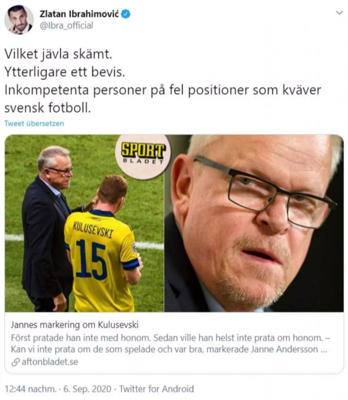 Zlatan Ibrahimovic wettert gegen den schwedischen Nationaltrainer. Zlatan Ibrahimovic