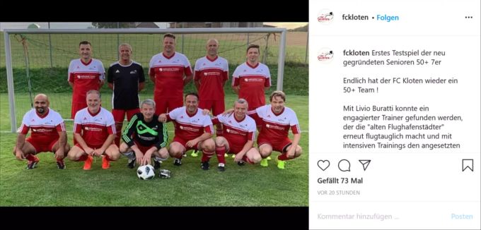 Trainer der 50+ Mannschaft des FC Kloten ist Livio Buratti FC Kloten