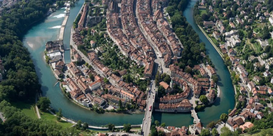 Die Altstadt von Bern aus der Vogelperspektive.