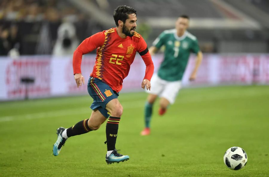 Für das spanische Nationalteam stand Isco bisher 38-mal auf dem Feld und erzielte dabei 12 Tore.