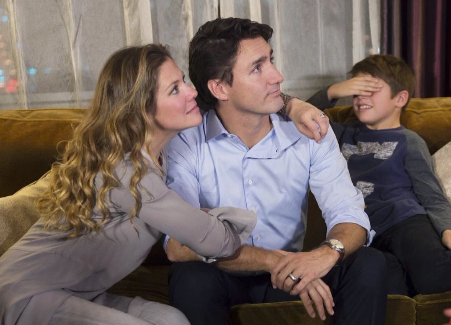 Justin Trudeau, seine Frau Sophie und Sohn Xavier im Jahr 2015.