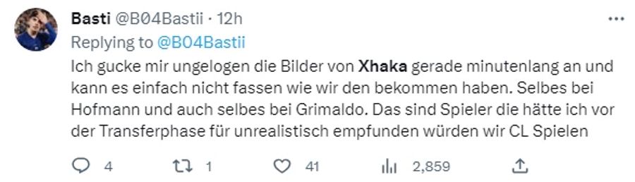 Für viele Bayer-Fans ist der Xhaka-Zugang unglaublich. Wie auch schon einige Transfers zuvor.