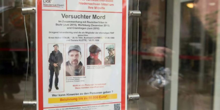 Fahndungsplakat zu gesuchtem RAF-Trio