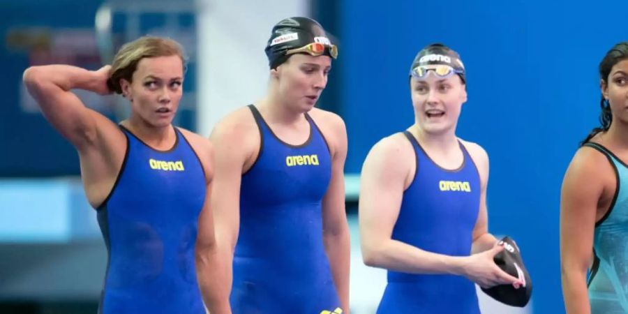 Im Finale: Das deutsche Frauen-Quartett über 4 x 100 Meter. Foto: Bernd Thissen