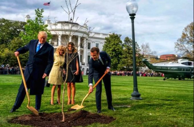 Für Emmanuel Macron war das Symbol, den Baum gemeinsam einzupflanzen. Emmanuel Macron