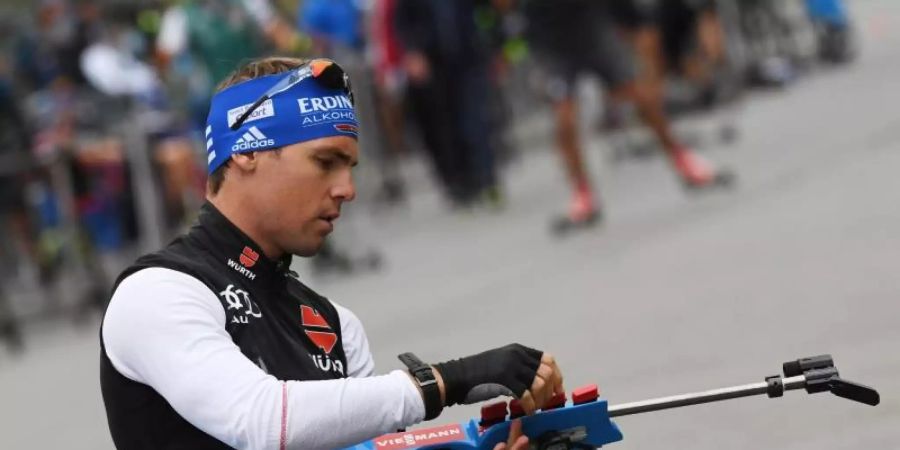 Biathlet Simon Schempp beim Training. Foto: Angelika Warmuth