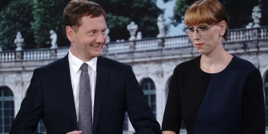 Michael Kretschmer und Katja Meier am Wahlabend