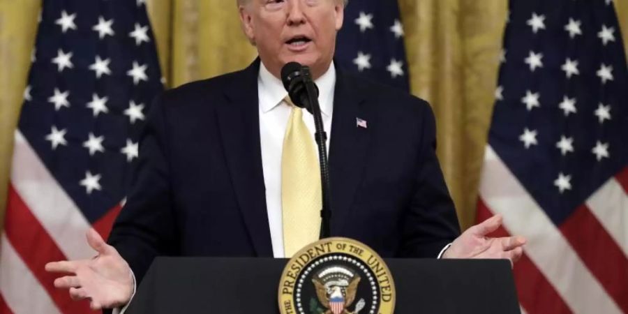 Donald Trump, Präsident der USA, spricht während des «Presidential Social Media Summit» im East Room des Weissen Hauses. Foto: Evan Vucci/AP