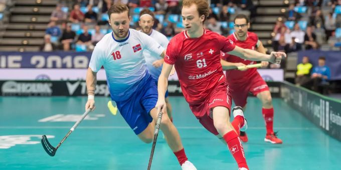 Der Schweizer Stürmer Jan Zaugg im Viertelfinalspiel gegen Norwegen. Der Schweizer Stürmer Jan Zaugg im Viertelfinalspiel gegen Norwegen.