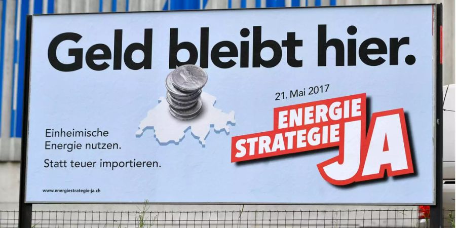 Plakat in Zürich im Mai 2017 für ein Ja zum Energiegesetz.