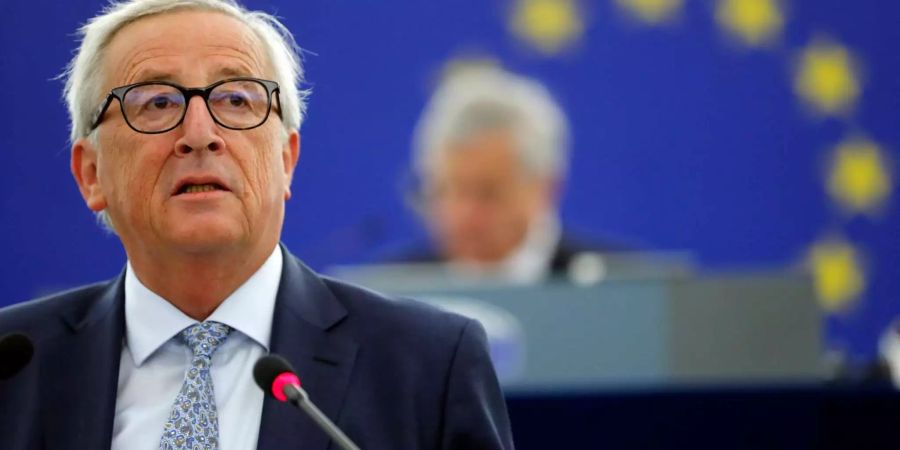 Jean-Claude Juncker, der Präsident der Europäischen Kommission, hält im Europäischen Parlament seine Rede zur Lage der Europäischen Union.