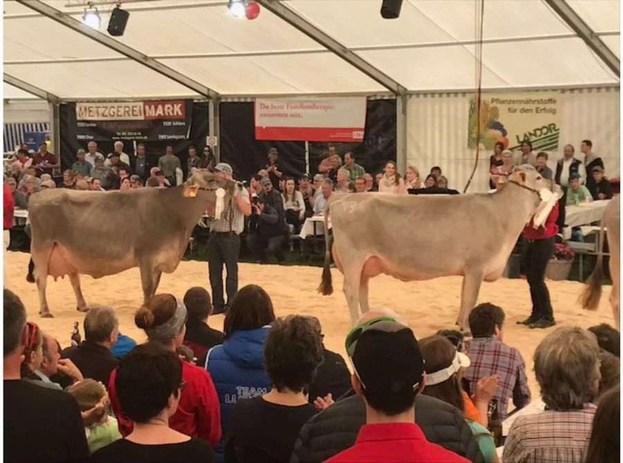 Silvia (rechts) bei der Präsentation an der Landwirtschaftsmesse Agrischa in Chur.