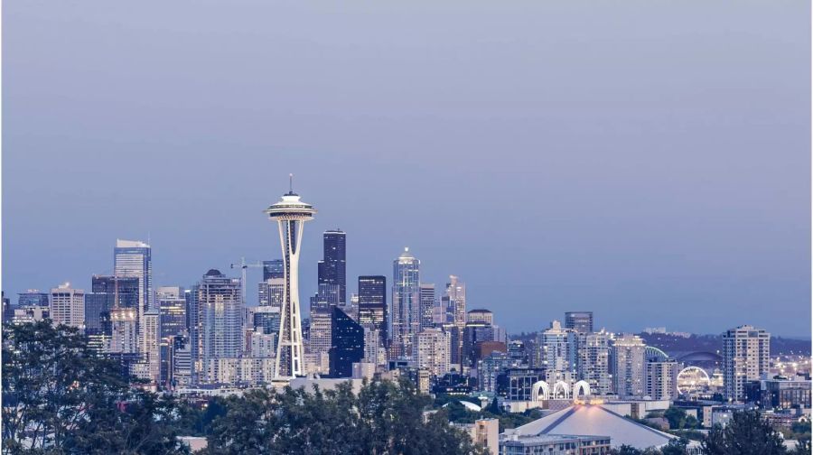 Die Skyline der Stadt Seattle in den USA.