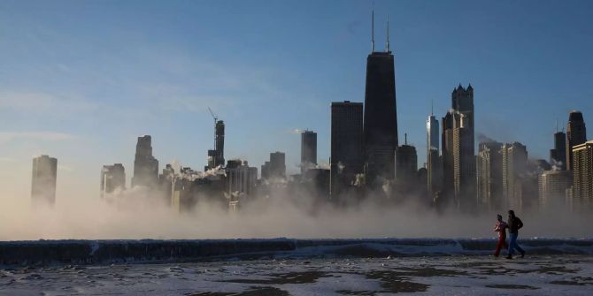 Skyline von Chicago während der Kältewelle.