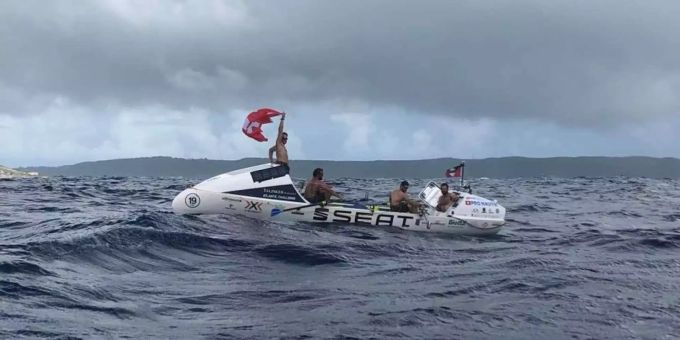 Ankunft in Antigua: Das Schweizer Ruderteam «Swiss Mocean». Ankunft in Antigua: Das Schweizer Ruderteam «Swiss Mocean».