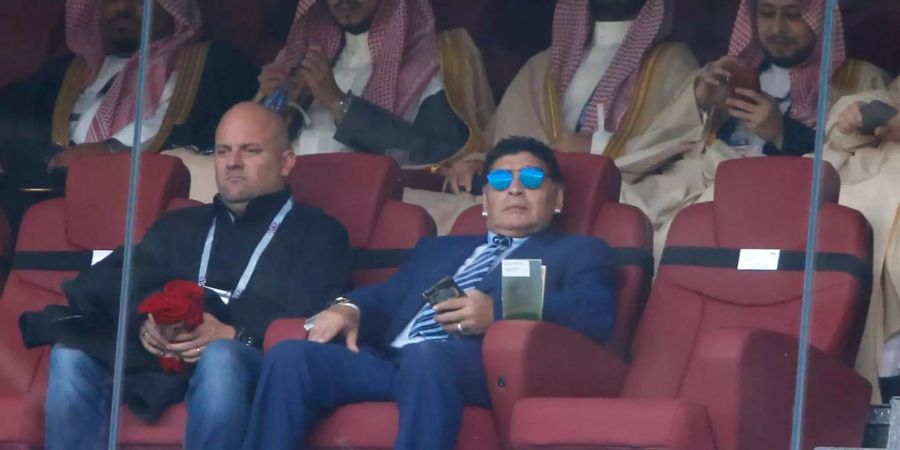 Machte sich über die USA, Kanada und Mexiko lust: Diego Armando Maradona am Spiel Russland - Saudi-Arabien