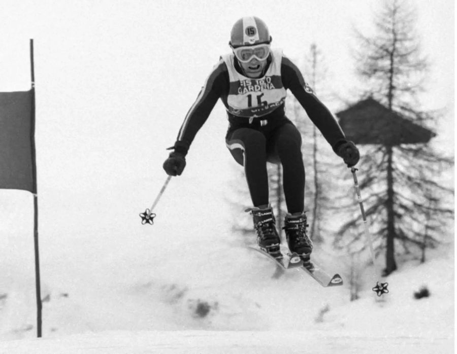 Der Schweizer Ski-Rennfahrer Bernhard Russi in Aktion an der Ski Weltmeisterschaft 1970 in Val Gardena. Zur Verblüffung aller wurde der damals erst 21-Jährige Weltmeister in der Abfahrt.