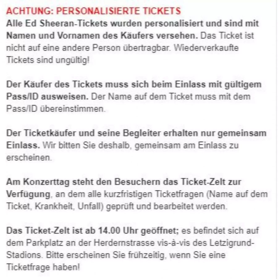 Auf der Website des Veranstalters wird genau erklärt, wie man mit den neuen personifizierten Tickets vorgehen soll.