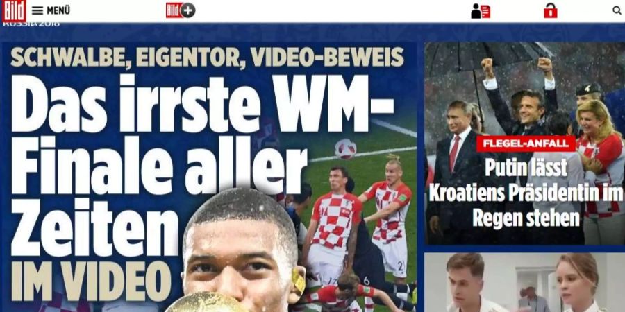 Die deutsche Boulevardzeitung «Bild» bezeichnet das WM-Finale 2018 als «das irrste WM-Finale aller Zeiten».