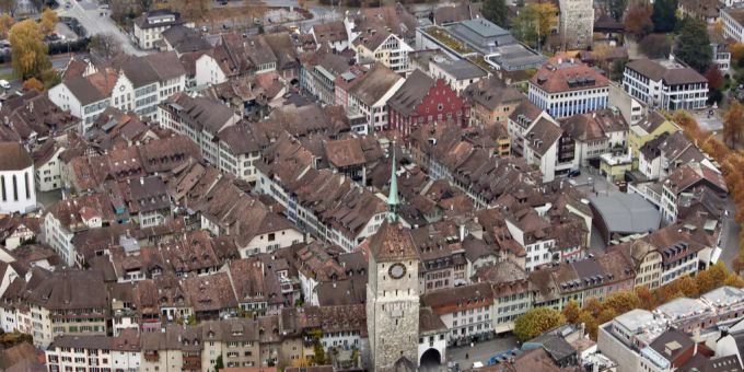 Blick auf die Altstadt von Aarau. Aarau