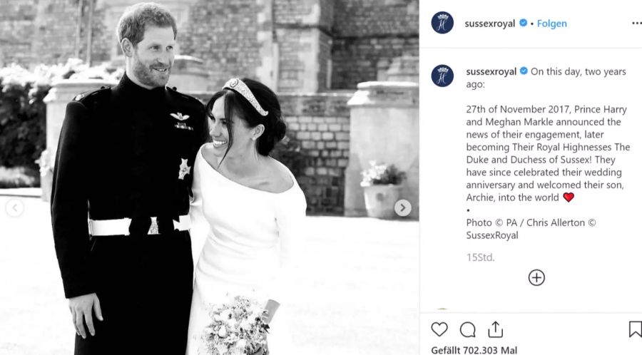 Prinz Harry und Meghan veröffentlichen ein neues Foto ihrer Hochzeit.