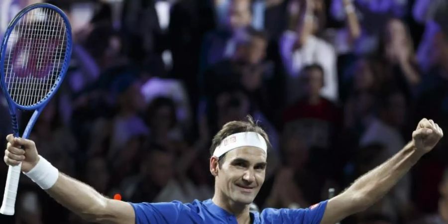 Routiniert hat Roger Federer mit seinem Sieg beim Laver Cup Team Europa wieder in Führung gebracht. Foto: Salvatore Di Nolfi/Keystone