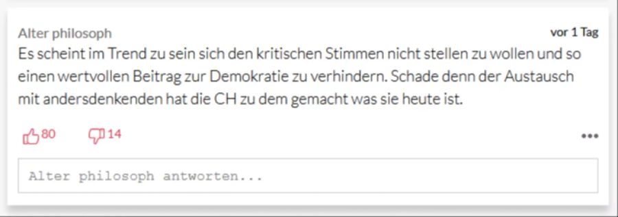 Ein Leser findet, das SRF entziehe sich so einfach einer kritischen Diskussion.