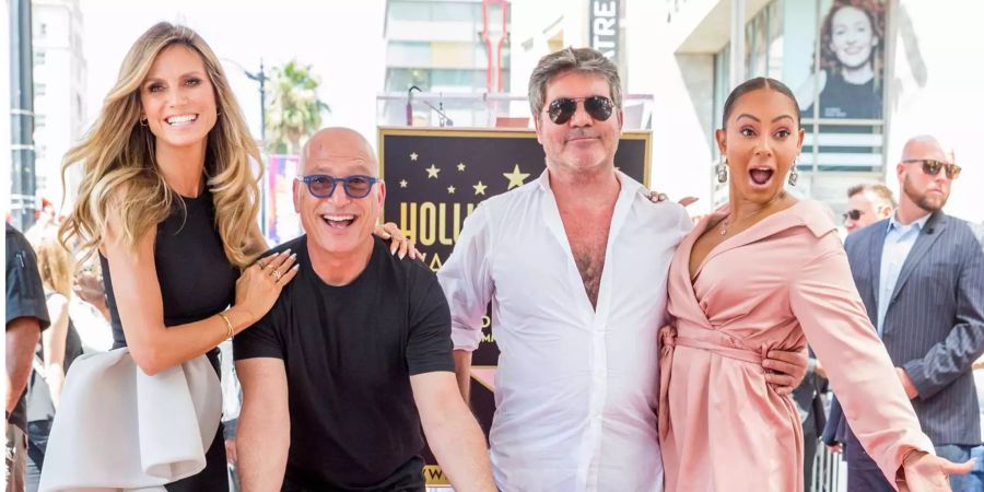 Heidi Klum, Howie Mandel, Simon Cowell und Mel B (v.l.) am Hollywood Walk of Fame.