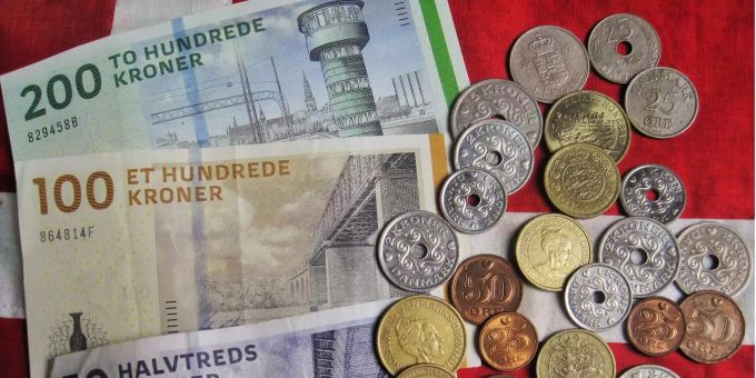 Noten und Münzen der dänischen Kronen. dänemark kronen