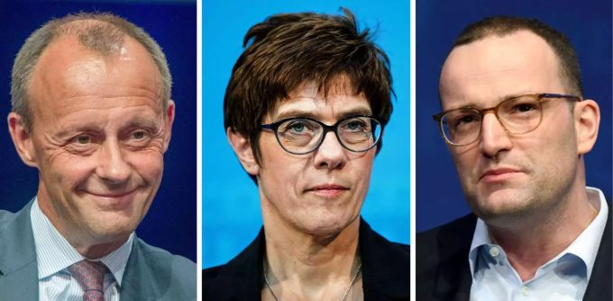 Das sind die Favoriten im Rennen um die Nachfolge von Bundeskanzlerin Angela Merkel. Friedrich Merz, Annegret Kramp-Karrenbauer, Generalsekretärin der CDU, und Jens Spahn (CDU), Bundesgesundheitsminister.