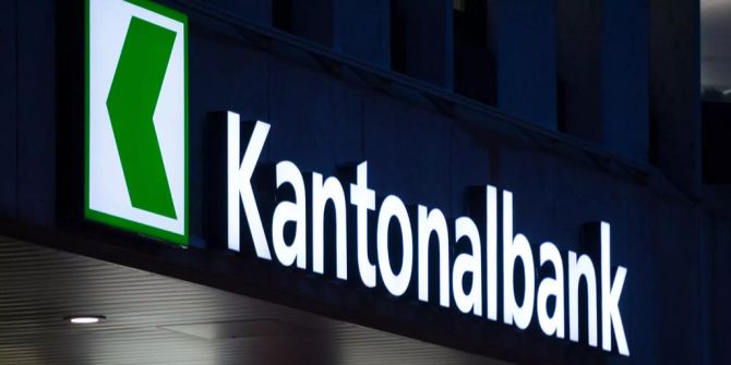 Blick auf das Logo der St. Galler Kantonalbank.