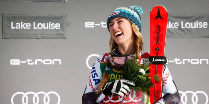 Mikaela Shiffrin nach ihrem Sieg in Lake Louise. Für die amerikanische Skirennfahrerin ist ihre Mutter besonders wichtig. Mikaela Shiffrin nach ihrem Sieg in Lake Louise.