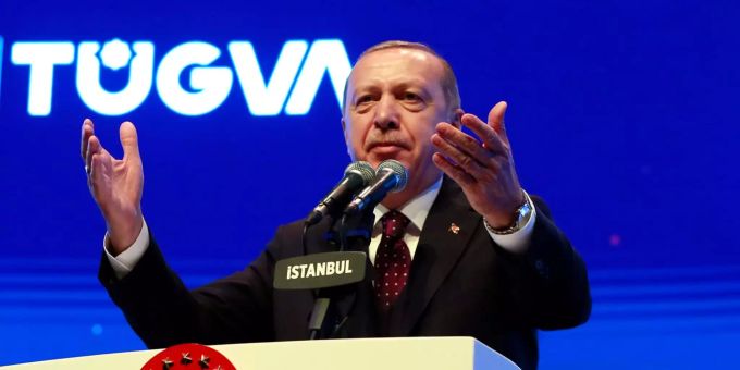 Der türkische Präsident Recep Tayyip Erdogan bei einer Rede. Recep Tayyip Erdogan