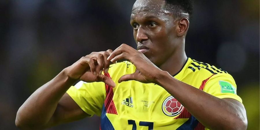 Yerry Mina aus Kolumbien jubelt nach einem Tor an der WM 2018. Jetzt wechselt der Kolumbianer von Barcelona zu Everton.