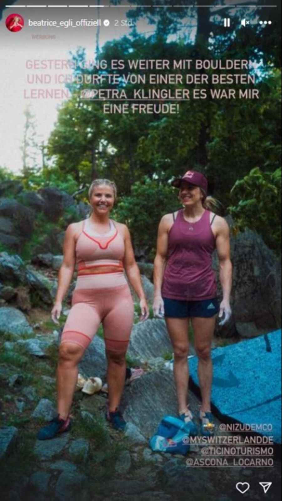 Beatrice Egli mit Sportkletterin Petra Klingler.