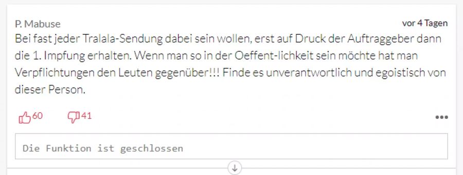 Beatrice Eglis Verhalten wird teilweise als «unverantwortlich» und «egoistisch» gewertet.