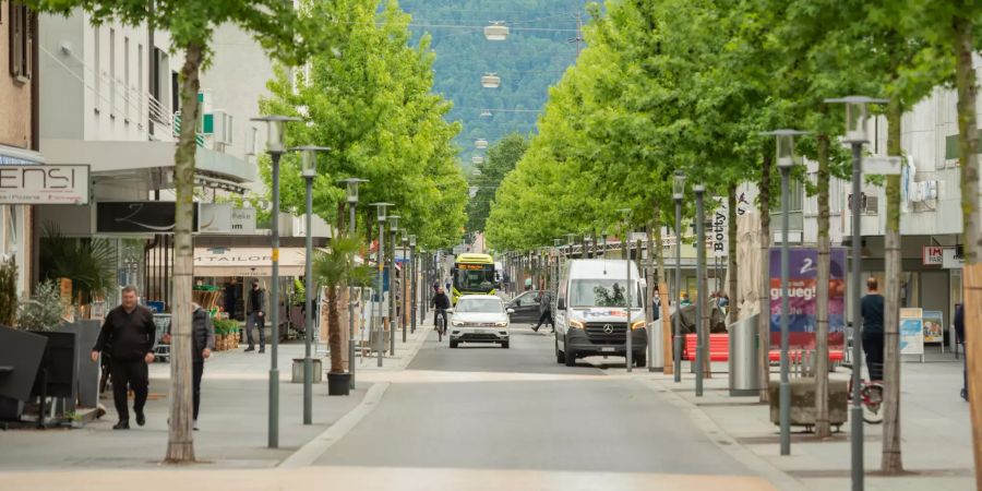 Die Bahnhofstrasse in Buchs (SG).