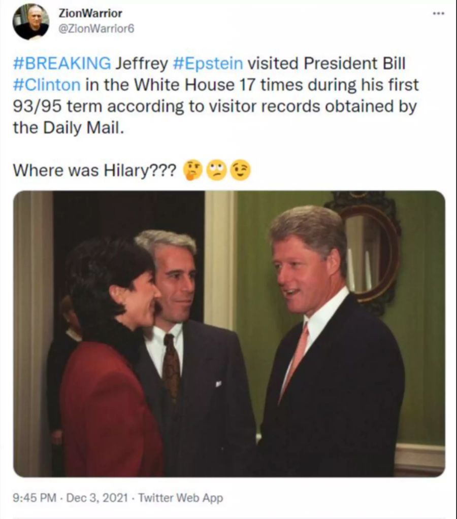 Jeffrey Epstein und Ghislaine Maxwell mit Bill Clinton.