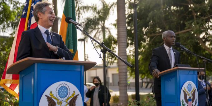 US-Aussenminister Anthony Blinken bei seinem Besuch im Senegal. USA Senegal