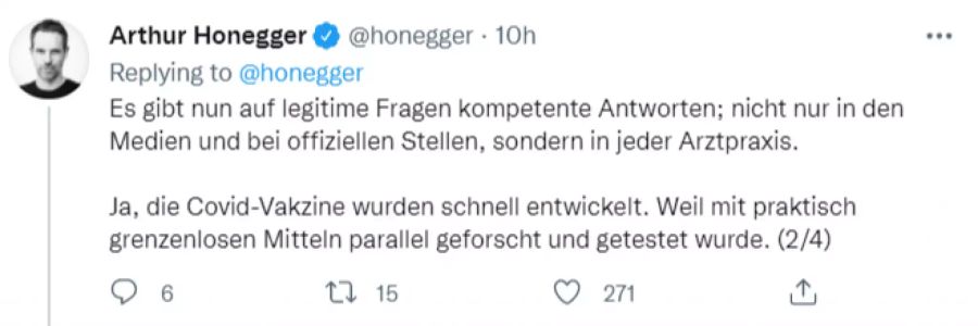 Arthur Honegger beantwortet impf-kritische Fragen, die er selbst mal hatte.