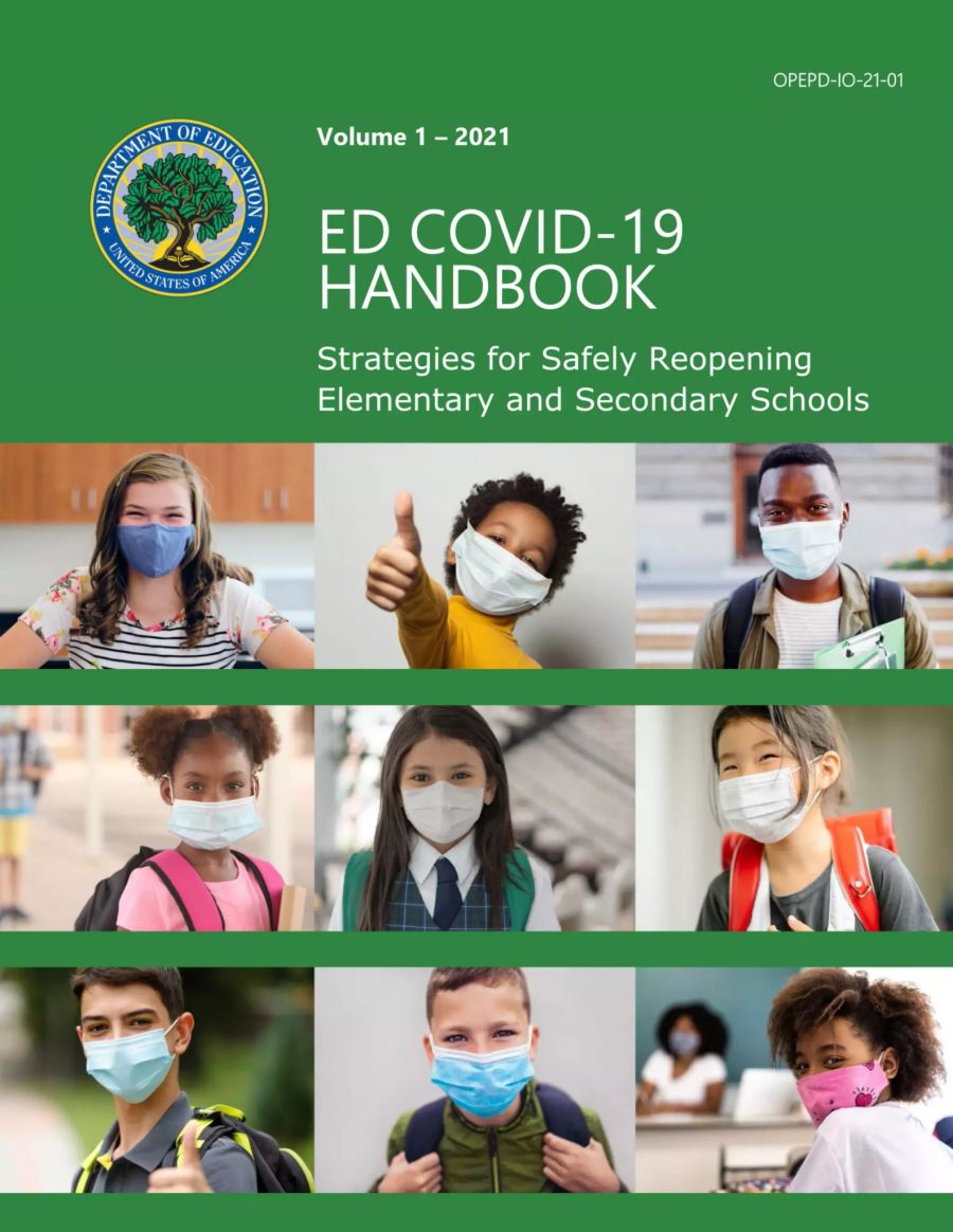 Titelseite des CDC-Handbuchs für das sichere Betreiben von Schulen während der Covid-Pandemie, in der Version von August 2021