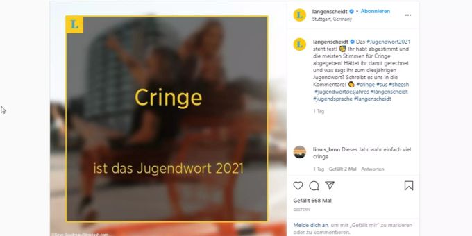 «Cringe» ist das Jugendwort des Jahres. Jugendwort des Jahres